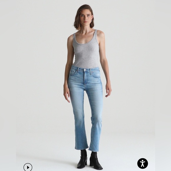 NWT AG Adriano Goldschmied Jeans Farrah Boot Crop Light Blue Grey Size 29 - Picture 14 of 15